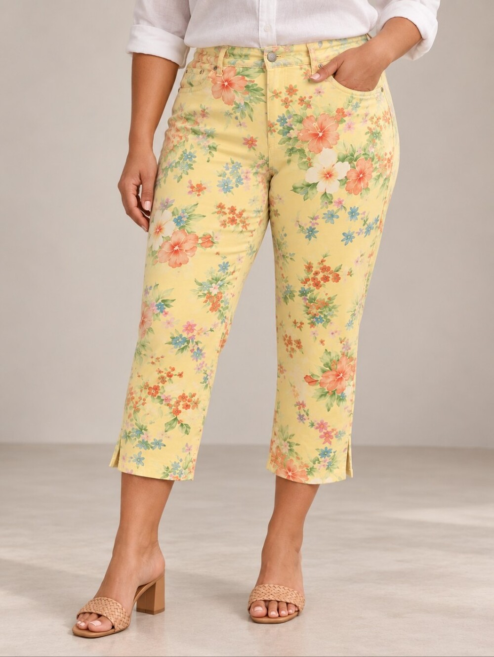 Lauren Ralph Lauren Tropical Floral Cotton Capri Pants Plus Size 18W